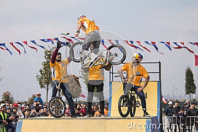 Bicycle acrobatics show Editorial Stock Photo