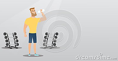 Sportsman drinking water vector illustration. Vector Illustration