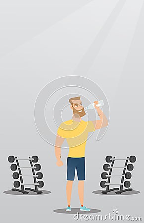 Sportsman drinking water vector illustration. Vector Illustration