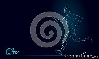 Sportsman run exercise fitness healthy lifestyle concept. Low poly man silhouette jogging fit marathon. Muscular body Vector Illustration