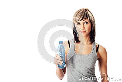 Sportswoman With a Bottle of Water Stock Photo