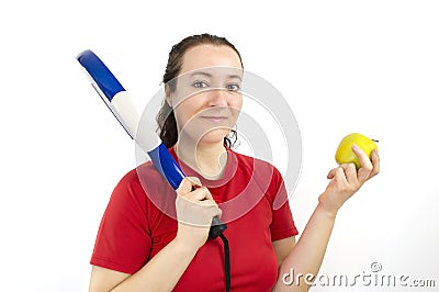 Sportswoman dietician showing healthy lifestyle Stock Photo