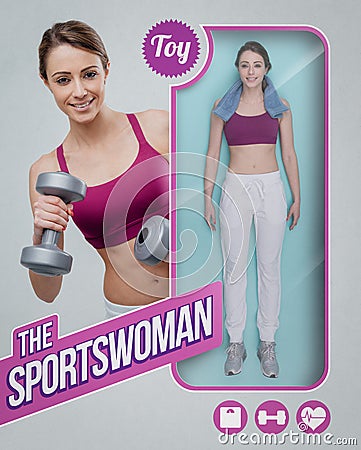 The sportswoman lifelike doll Stock Photo