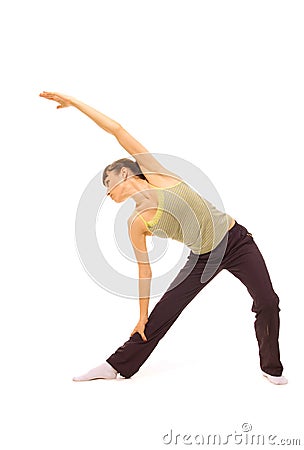 Sportswoman stretch herself Stock Photo