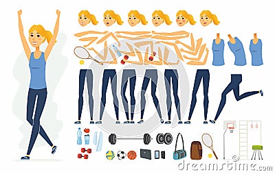 Sportswoman - vector cartoon people character constructor Vector Illustration