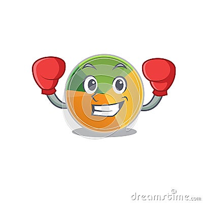 Sporty Boxing pie chart mascot character style Vector Illustration