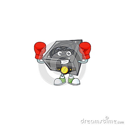 A sporty Boxing power supply unit black color cartoon character design style Vector Illustration