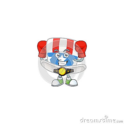 A sporty Boxing uncle sam hat cartoon character design style Vector Illustration