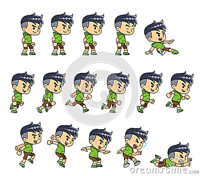 Sporty Boy Game Sprites Vector Illustration