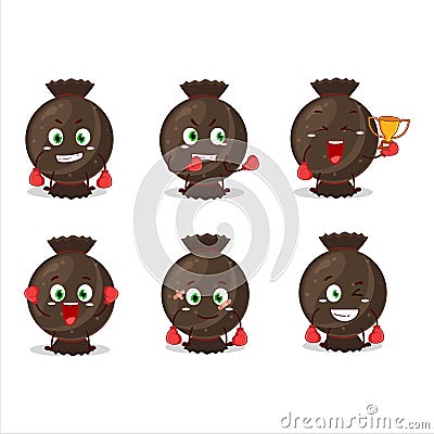 A sporty chocolate candy wrap boxing athlete cartoon mascot design Vector Illustration