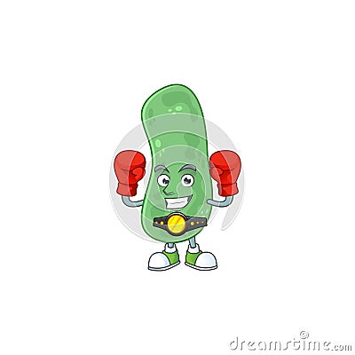 A sporty enterobacteriaceae boxing athlete cartoon mascot design style Vector Illustration