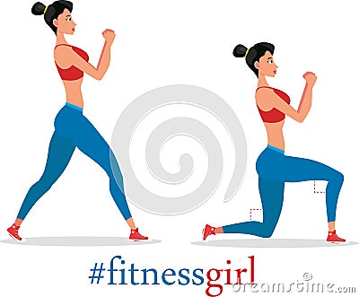 Sporty girl cartoon character illustration Vector Illustration