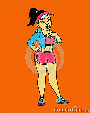 Sporty Girl Content Creator Cartoon Mascot Character Vector Illustration