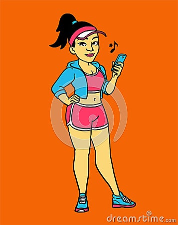 Sporty Girl Content Creator Cartoon Mascot Character Vector Illustration