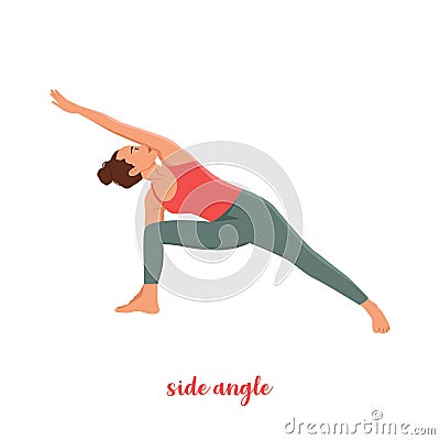 Sporty girl standing in the Extended Side Angle Pose Vector Illustration