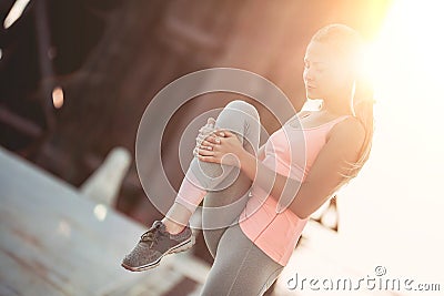 Sporty girl on street Stock Photo