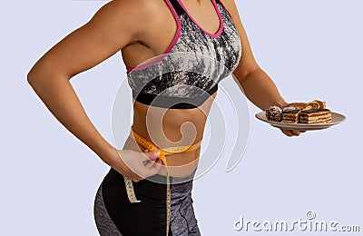 Sporty healthy lifestyle, diet. Young healthy slim woman Stock Photo