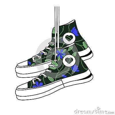 Sporty Patterned Girly Sneakers Stock Photo