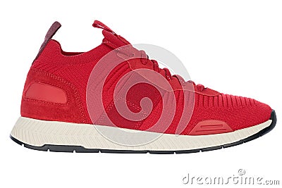 Trendy sport shoe in red, white background, packshot Stock Photo