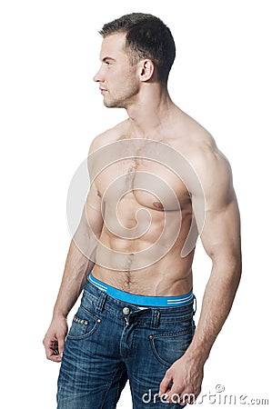 Sporty young muscular sportsman Stock Photo