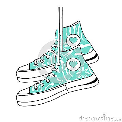 SportyTeal Girly Sneakers Stock Photo