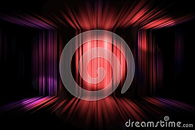 Spot lighting in colorful curtain on stage theater Stock Photo