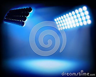 Spot lighting on the stadium. Vector illustration. Cartoon Illustration