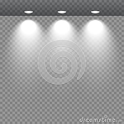 Spot lights showcase. Vector Illustration