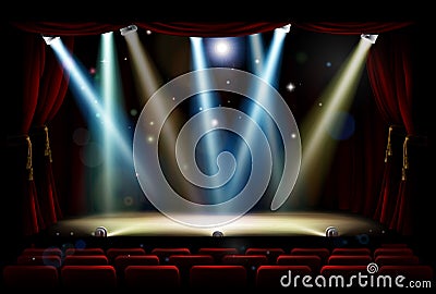 Spot Lights Theatre Stage Vector Illustration