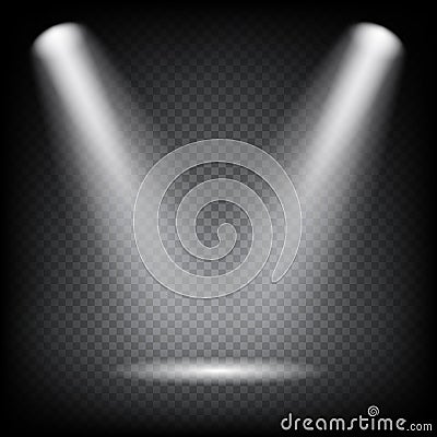 Spot lights on transparent background. Vector light effect. Vector Illustration