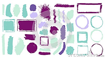 spot textured banner silhouette bundle. Brushstroke ink spots drawing. Vector Illustration