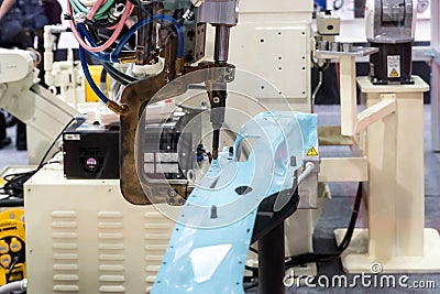 Spot welding machine for automotive industry in factory. Smart f Stock Photo