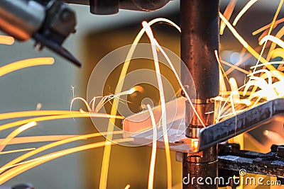 Spot welding machine, automotive part in a car factory Stock Photo