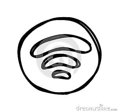 Spotify icon doodle style logo. Social media icon on white background. Vector Illustration