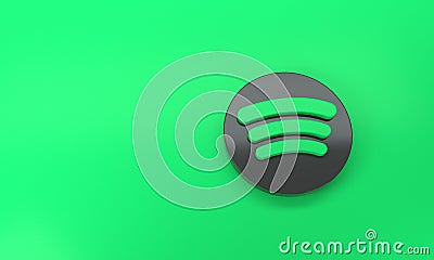 Spotify logo with space for text and graphics on green background. Top view Editorial Stock Photo