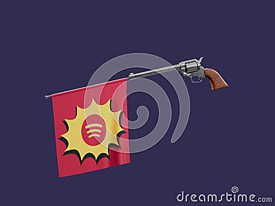 Spotify Social Media Toy Pistol Revolver Gun Bang Fun Scam Joke Danger 3D Illustration Editorial Stock Photo