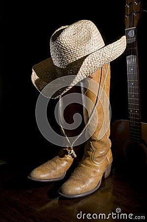 Spotlight on Cowboy Boots Stock Photo