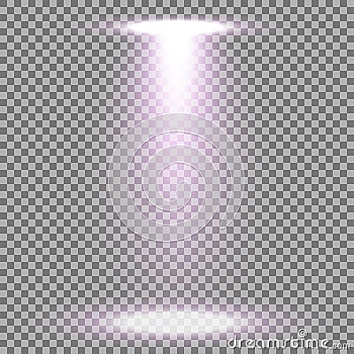 Spotlight glow effect, light beam, purple color Vector Illustration