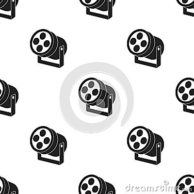 Spotlight icon in black style isolated on white background. Theater pattern stock vector illustration Vector Illustration