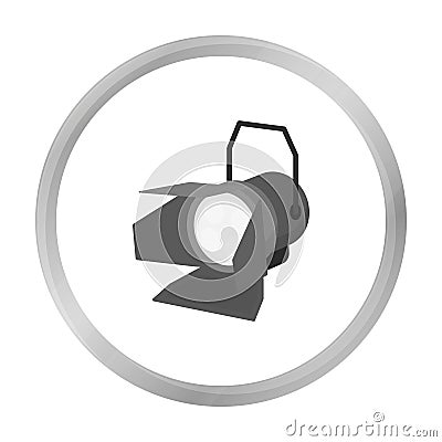 Spotlight icon in monochrome style isolated on white background. Light source symbol stock vector illustration Vector Illustration