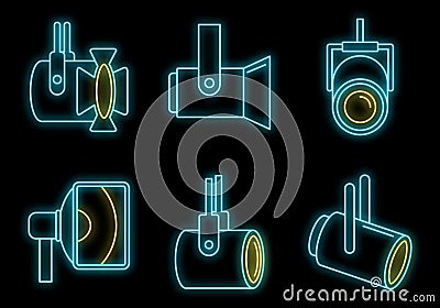 Spotlight lamp icons set vector neon Vector Illustration