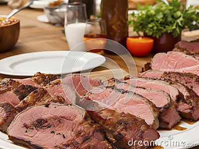 Spotlight on prime roast. Exceptional culinary mastery Stock Photo