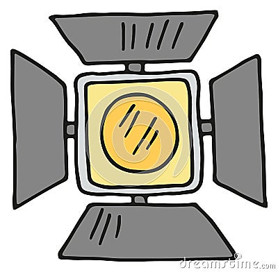 Spotlight scene color icon. Cinema light doodle Vector Illustration