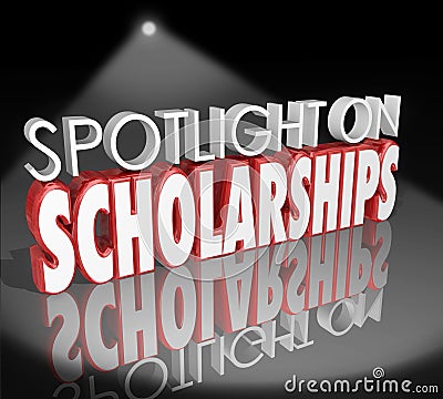 Spotlight on Scholarships Words Tuition Payment College Degree Stock Photo