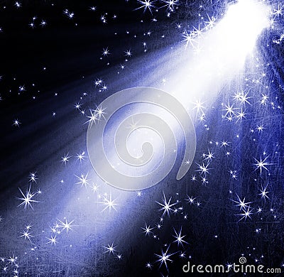 Spotlight with stars Stock Photo