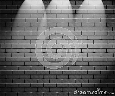 Spotlights On Brick Wall Stock Photo