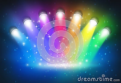 Spotlights With Rainbow Colours Stock Photo