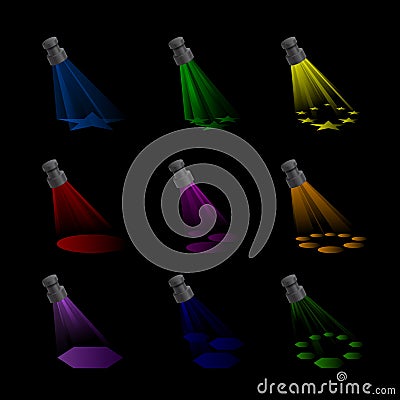 Spotlights with Rainbow Colours Stock Photo