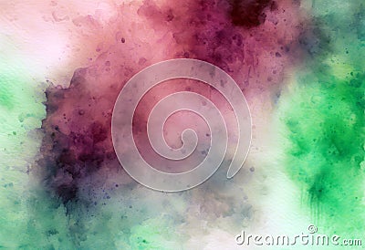 spots Cosmas Abstract watercolor background cyan violet Texture Paper Illustration Green Orange Holiday Pink Circus Yellow Cosmos Stock Photo