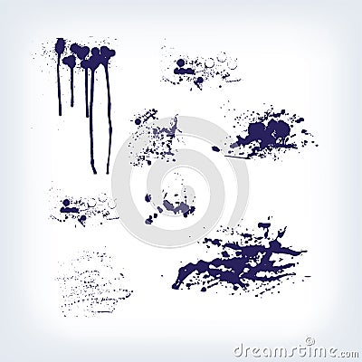 Spots drip streaks splash blots set Stock Photo